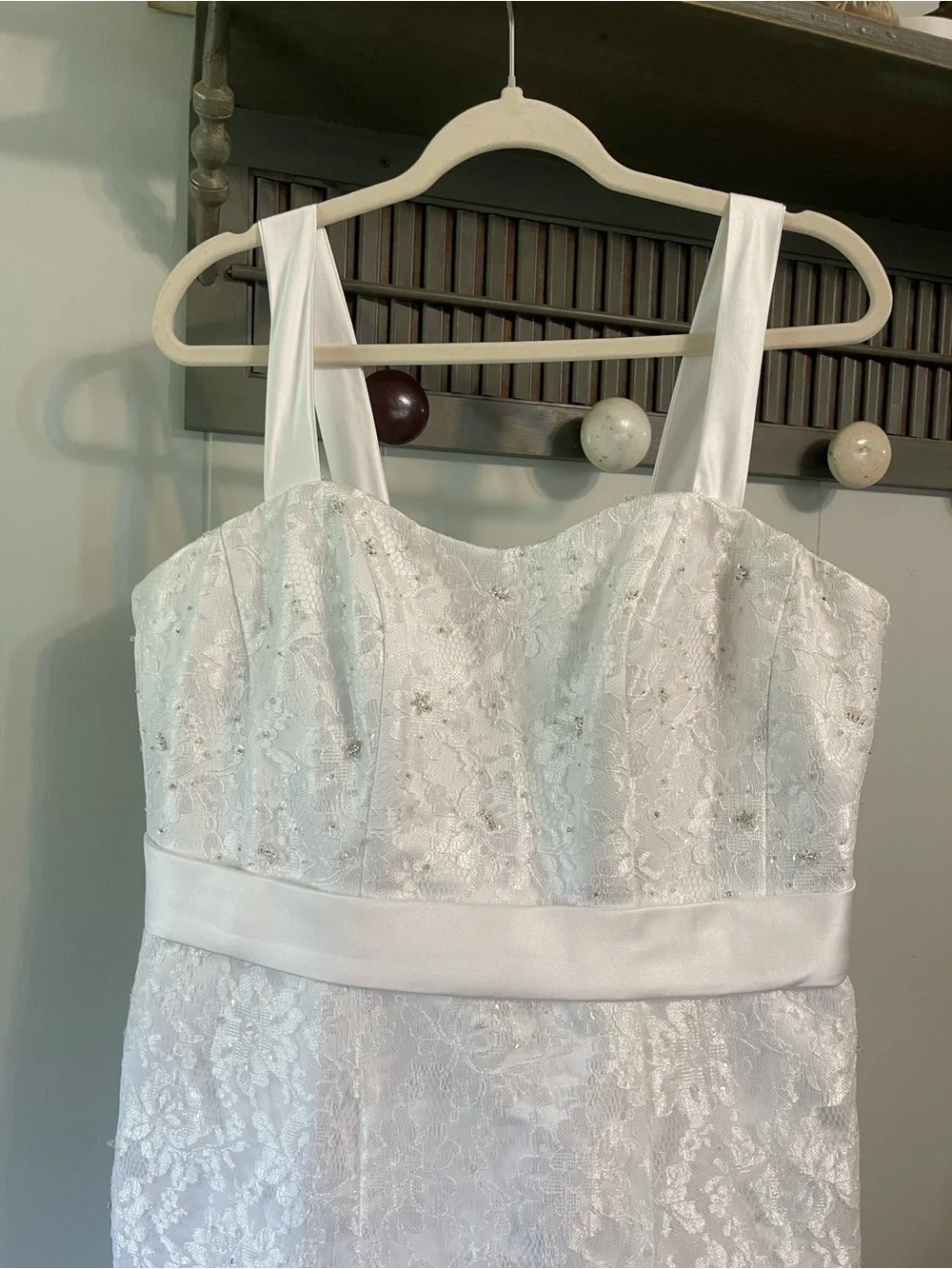David’s Bridal All Over Lace Dress 16w Beaded Bustled - Picture 4 of 16